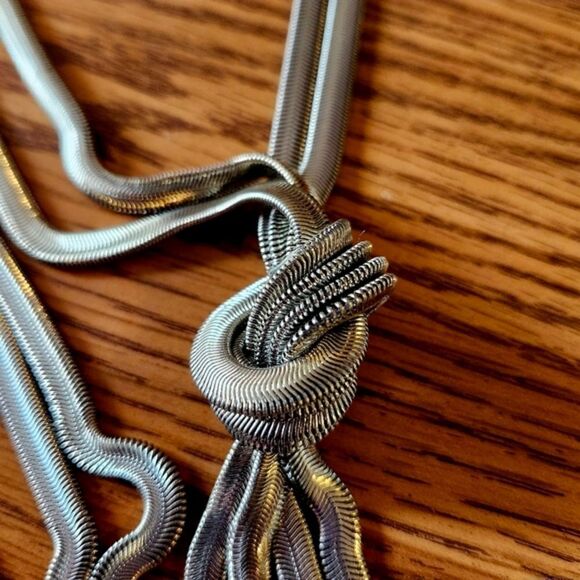 INC International Concepts Double Strand Knotted Long Length Silver Necklace - Picture 4 of 10
